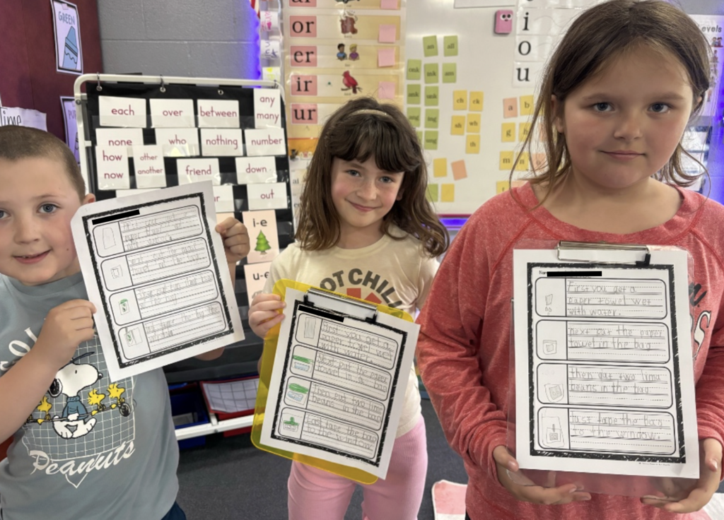 Students showing off their charts