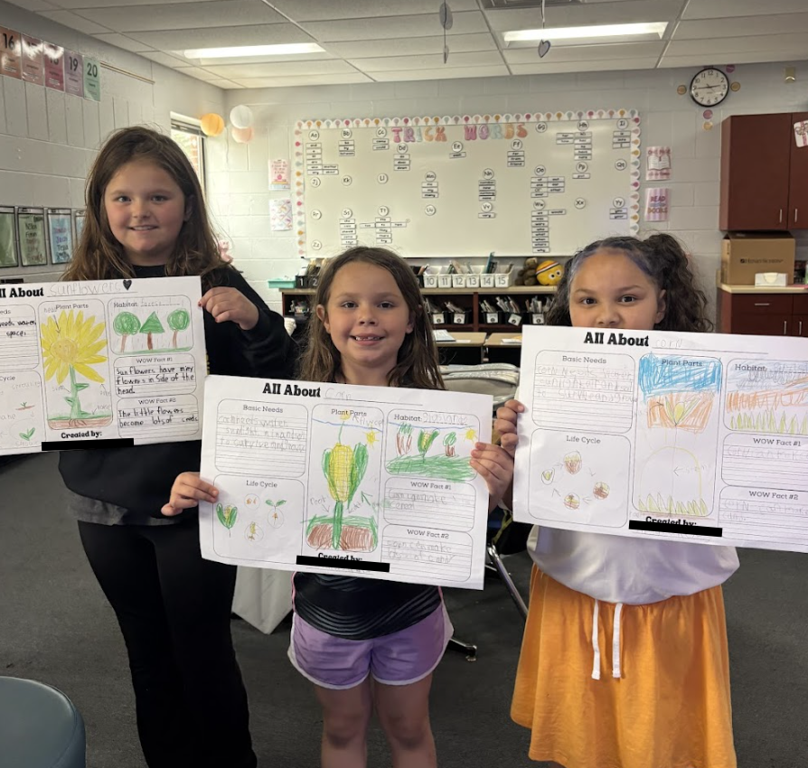 Students showing off their All About Plants showcase