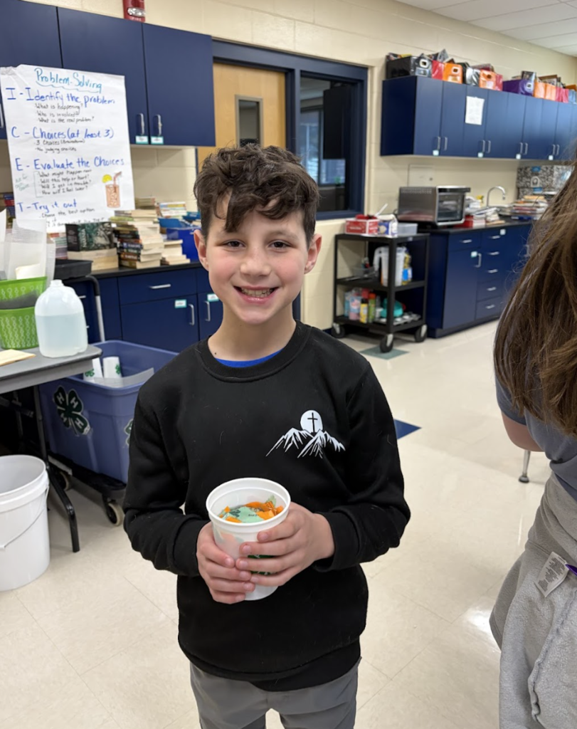 Students working on a project for Arbor Day