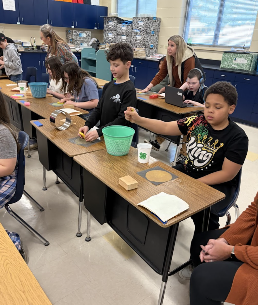 Students working on their Arbor Day project