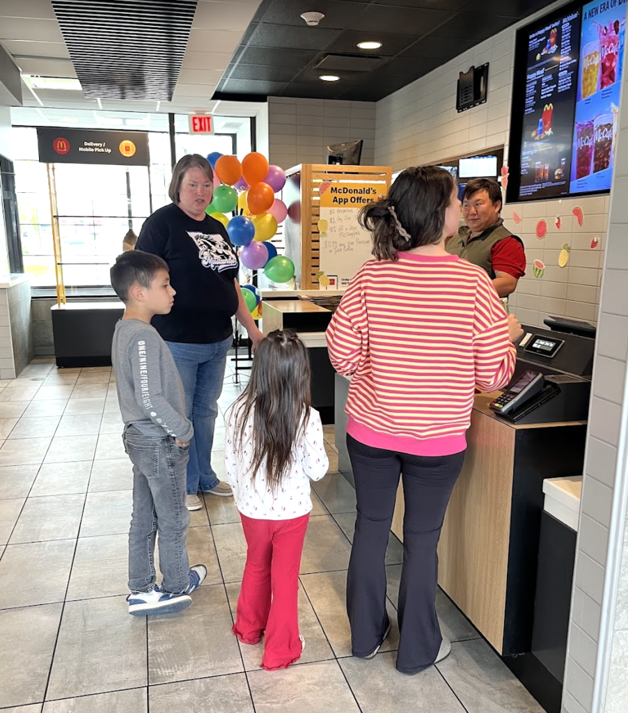 Staff and students at McTeacher Night 8