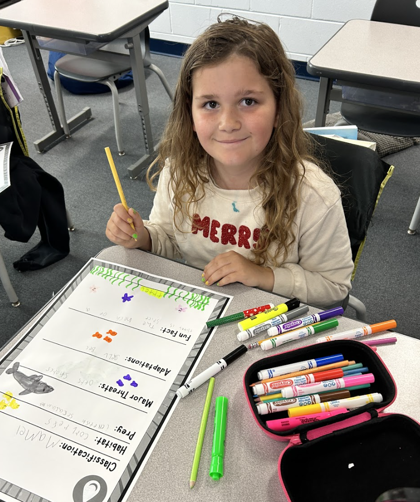 3rd graders working on project