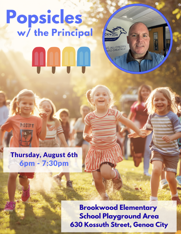 Popsicles w/the BES Principal: Mr. Ringsby on the BES Playground! on Thursday, August 6th from 6pm-7:30pm. All incoming/returning students (and their families) are welcome to join in on popsicles on the playground with Mr. Ringsby! See you there, Mustangs!