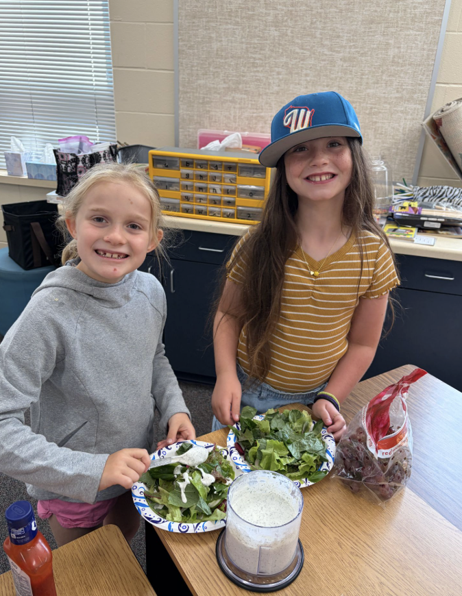 Making salad during Green Thumbs
