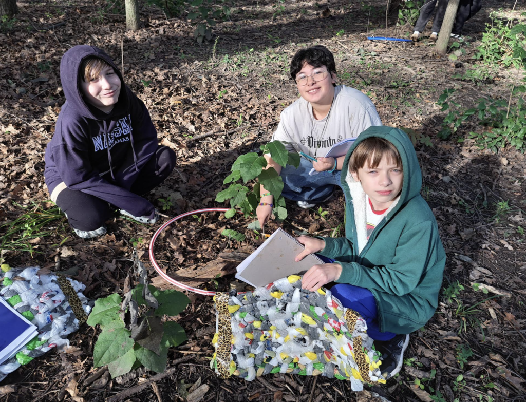 Students finding microhabitats