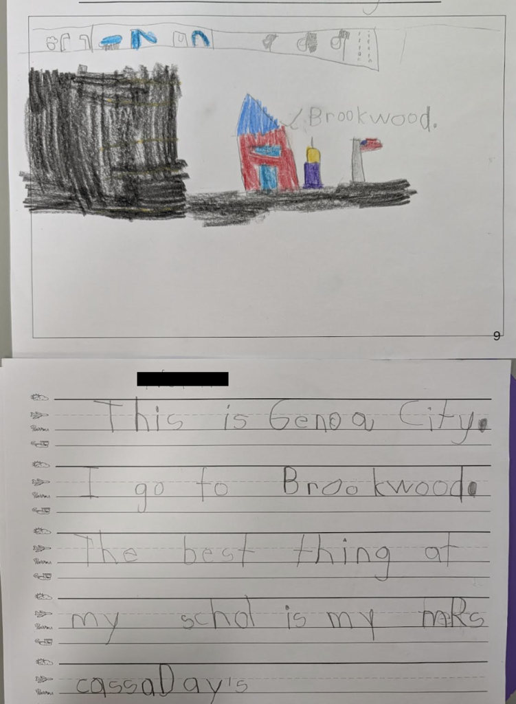 First Grade Writing Piece About Their City
