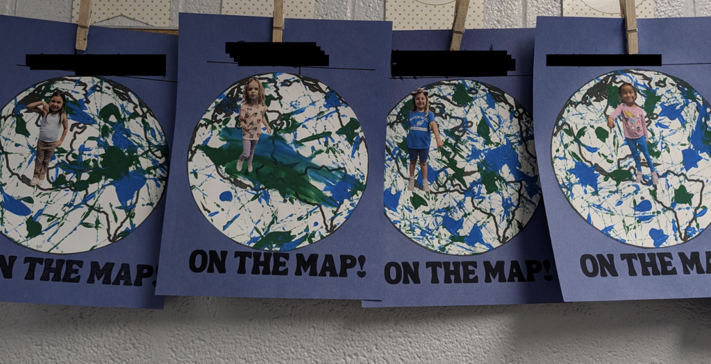 First Grade Art Work of them On The Map