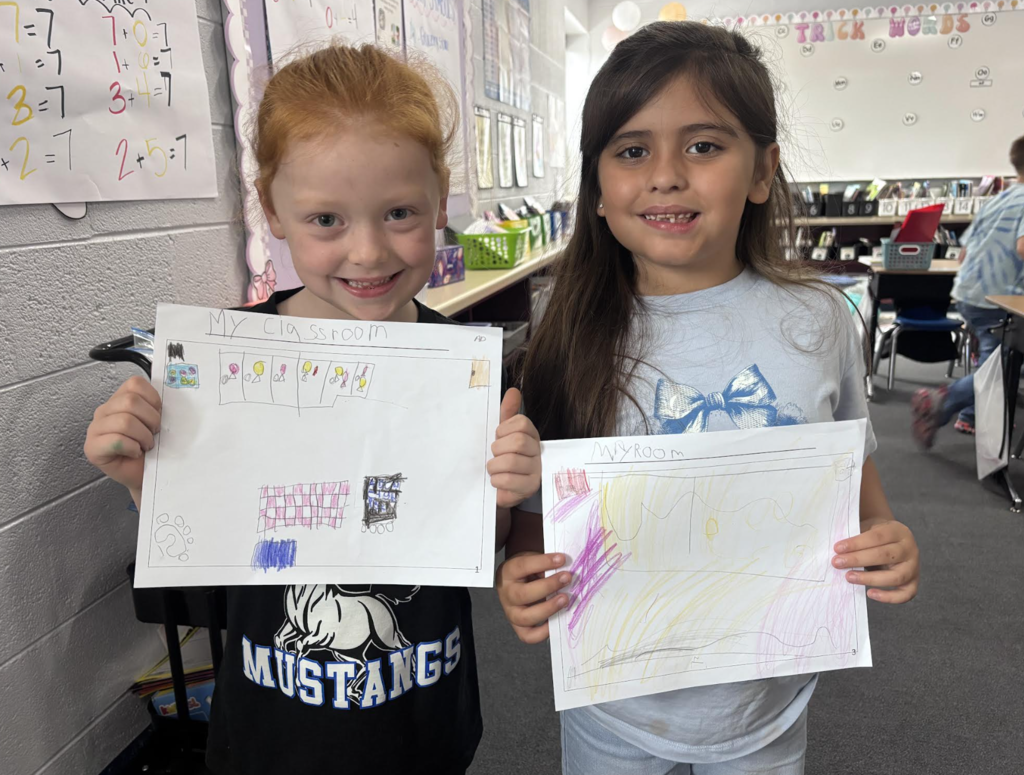 First Graders Showing Their Classroom and Room Maps
