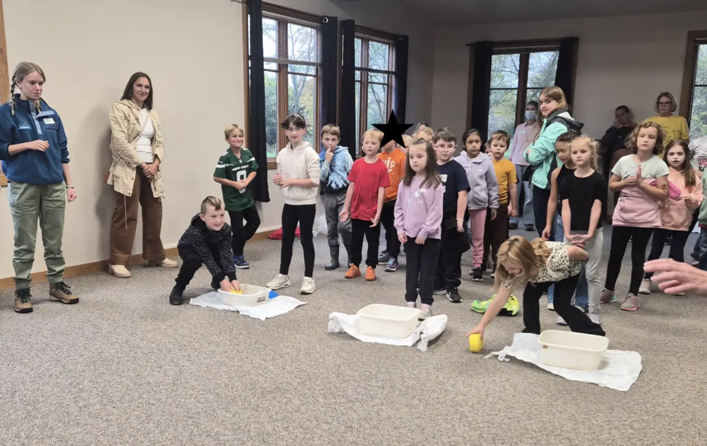Students playing an activity