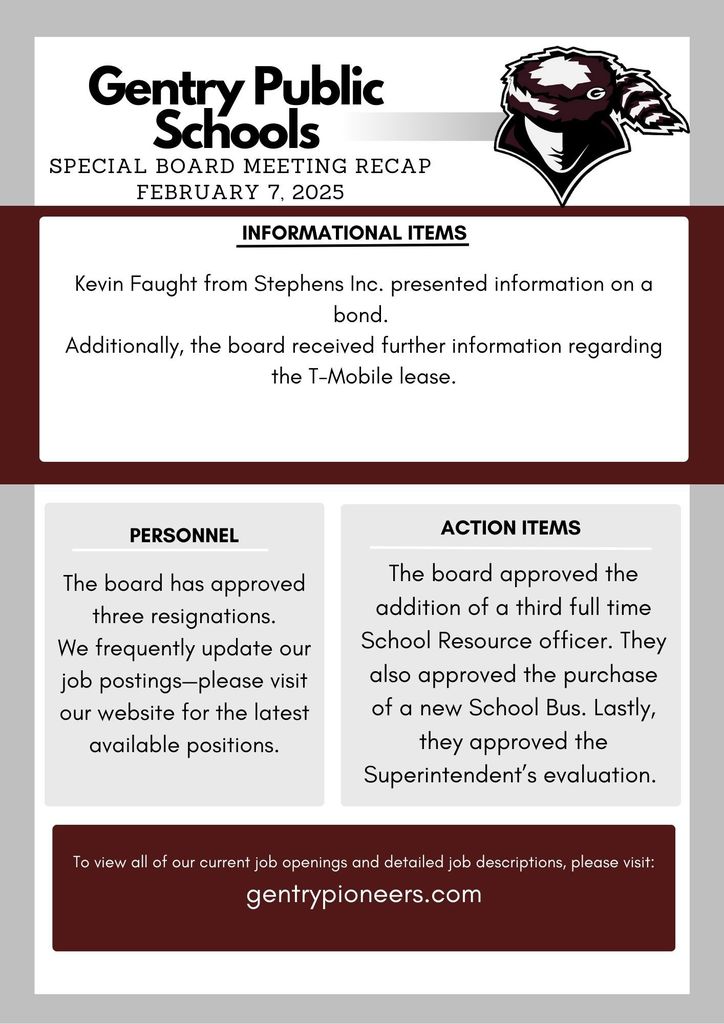 February 7, 2025 Special Board Meeting Recap