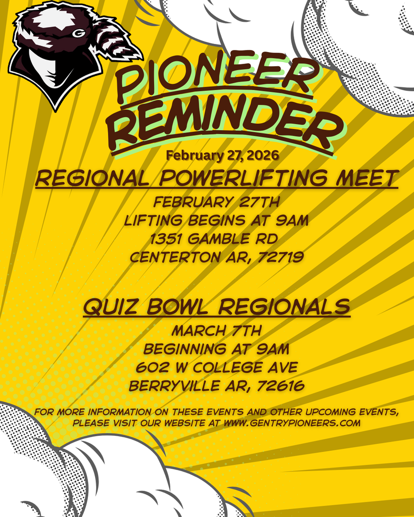 Pioneer Reminder 2/27/26