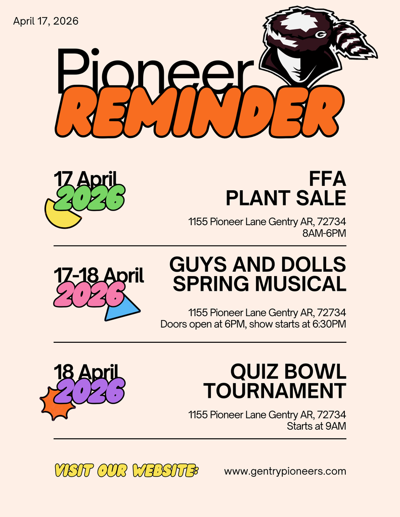 Pioneer Reminder 4/17/26