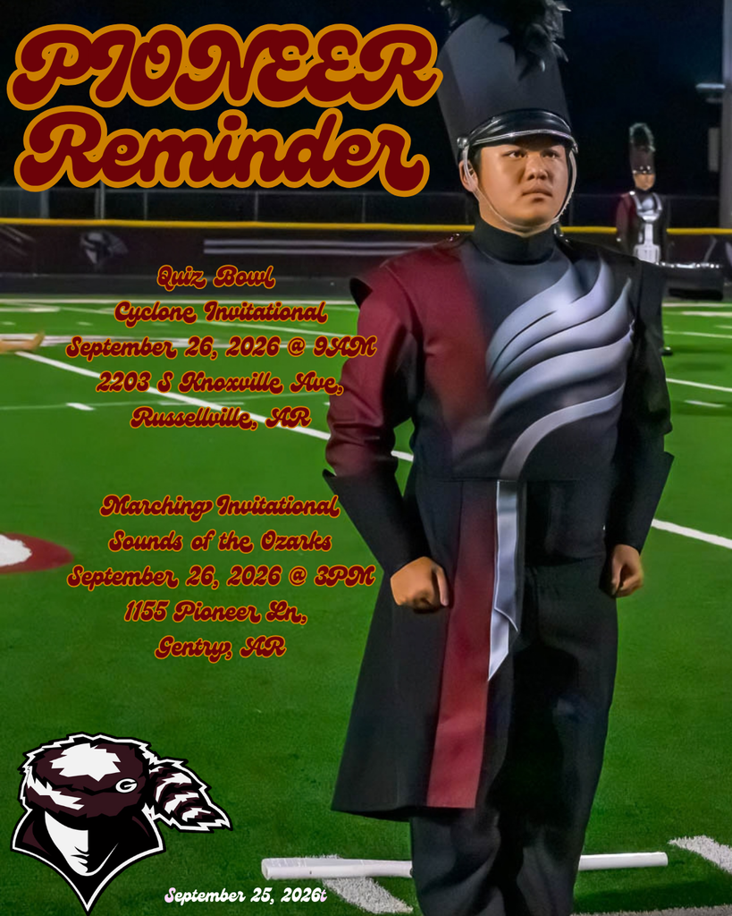 Pioneer Reminder 9/25/26