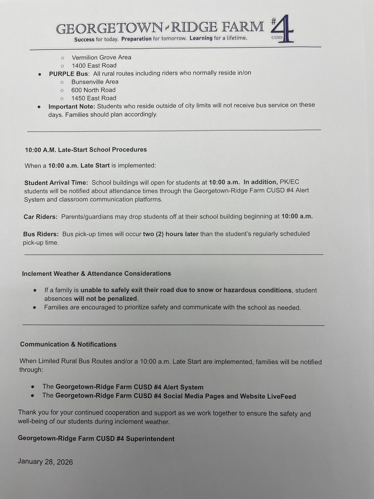 GRF Important Weather-Related Transportation & Schedule Procedures