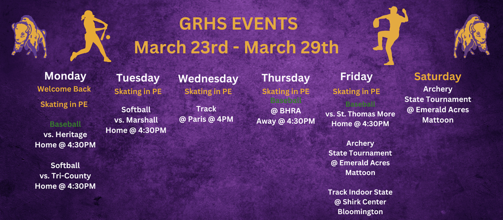 GRHS Weekly Events