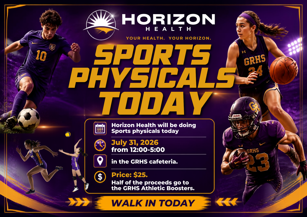 Sports Physicals Today July 31 from 12:00-5:00