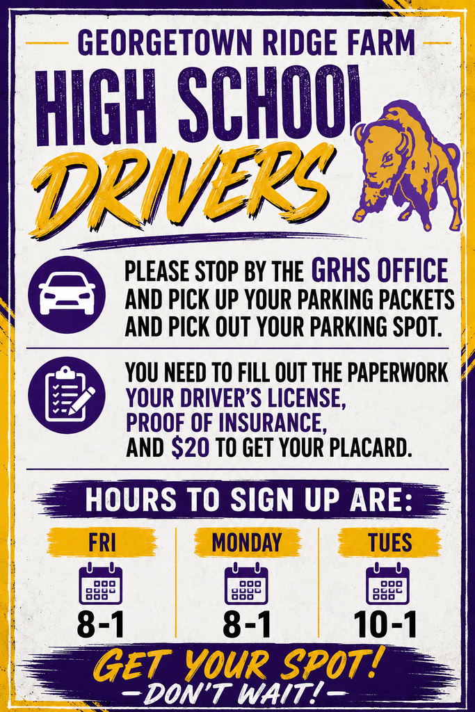 Flyer informing High School Drivers on what to do for parking permits.