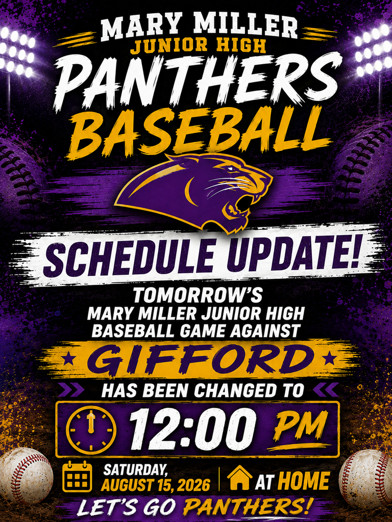 Baseball Game Time has been changed to 12:00.