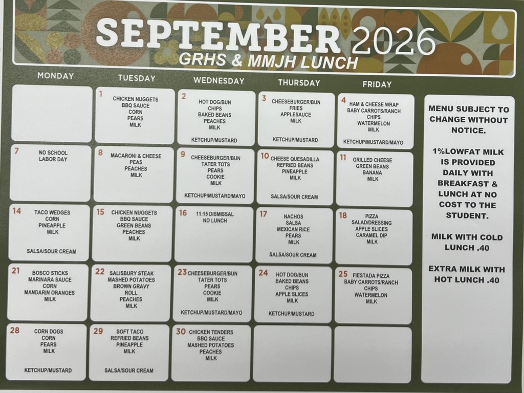 September Lunch GRHS & MMJH