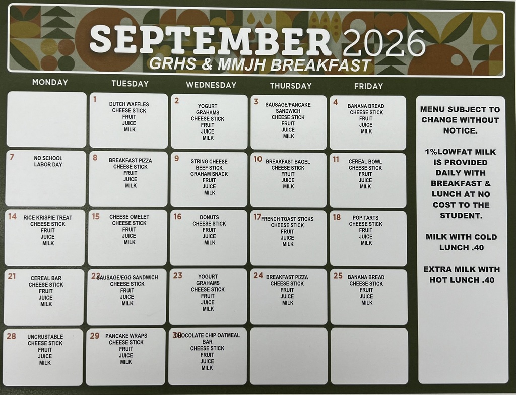 September Breakfast MMJH & GRHS