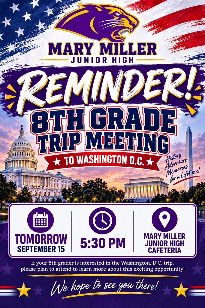 Reminder for 8th Grade Trip Meeting