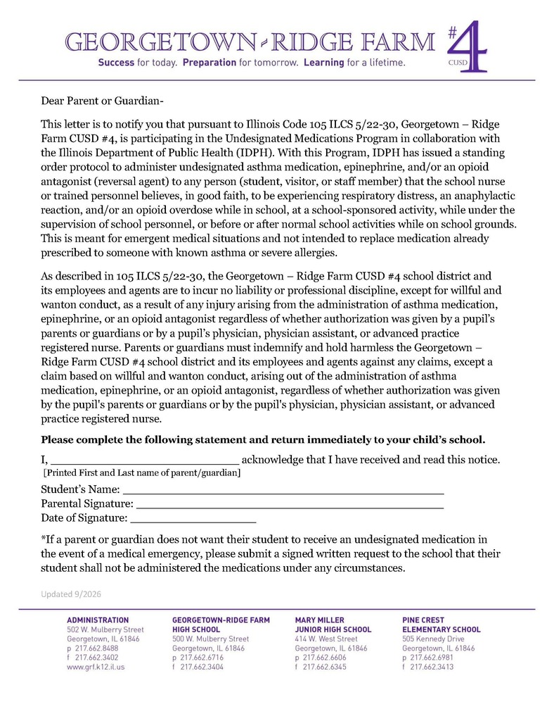 Undesignated Epinephrine Notification