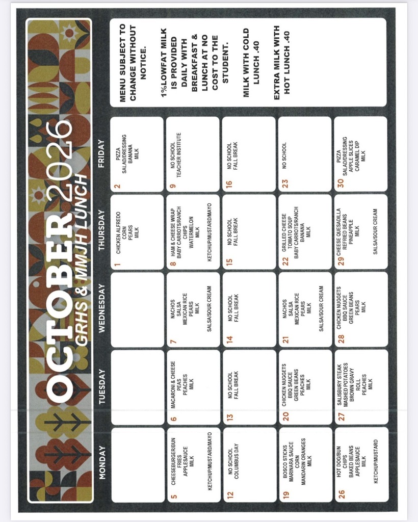 October Lunch MMJH GRHS