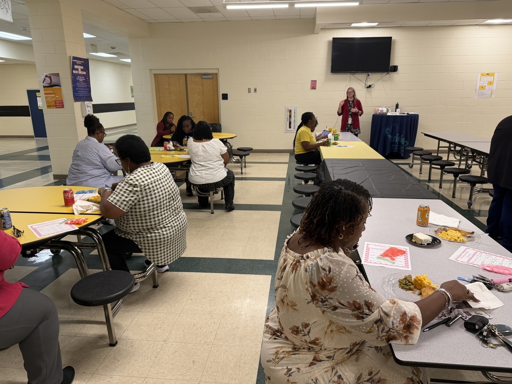 People in cafeteria setting 