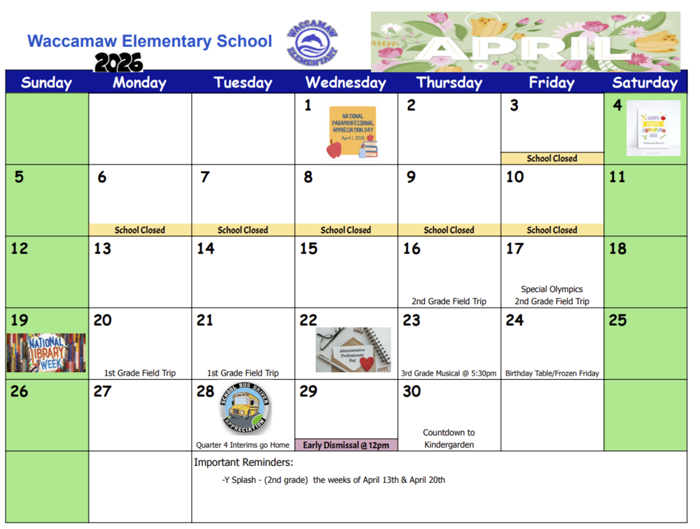 April Calendar of Events