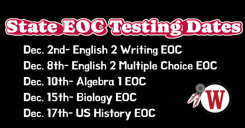 state EOC testing dates fall