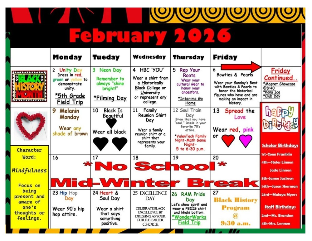 2026 Black History Month Spirit Calendar