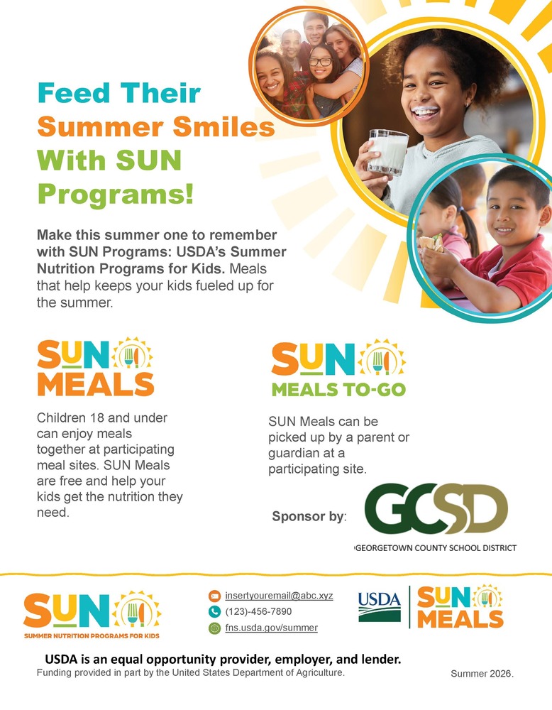 GCSD is participating in the SUN Programs: USDA's Summer Nutrition Programs for Kids