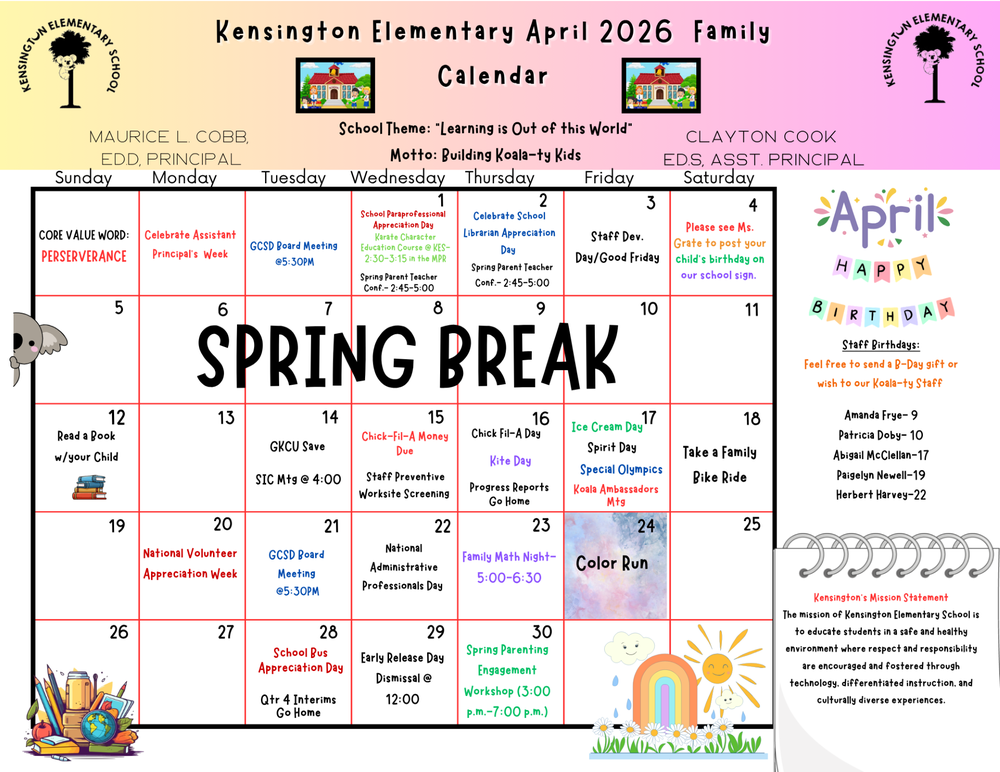 April School Events Calendar