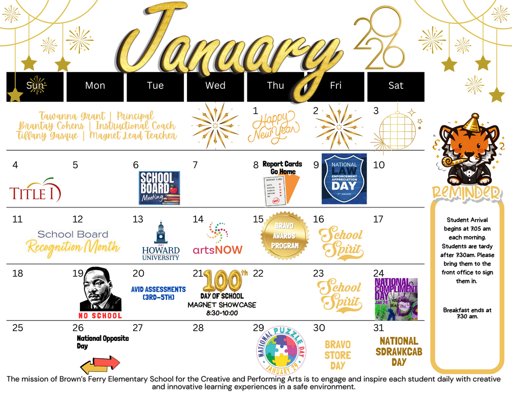 JAnuary 2026 calendar