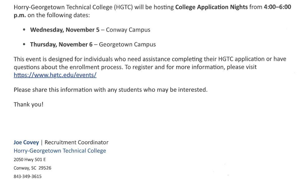 HGTC Application Night