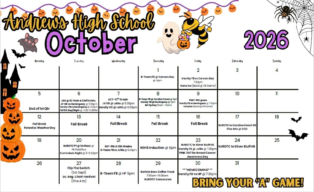 October Calendar for AHS