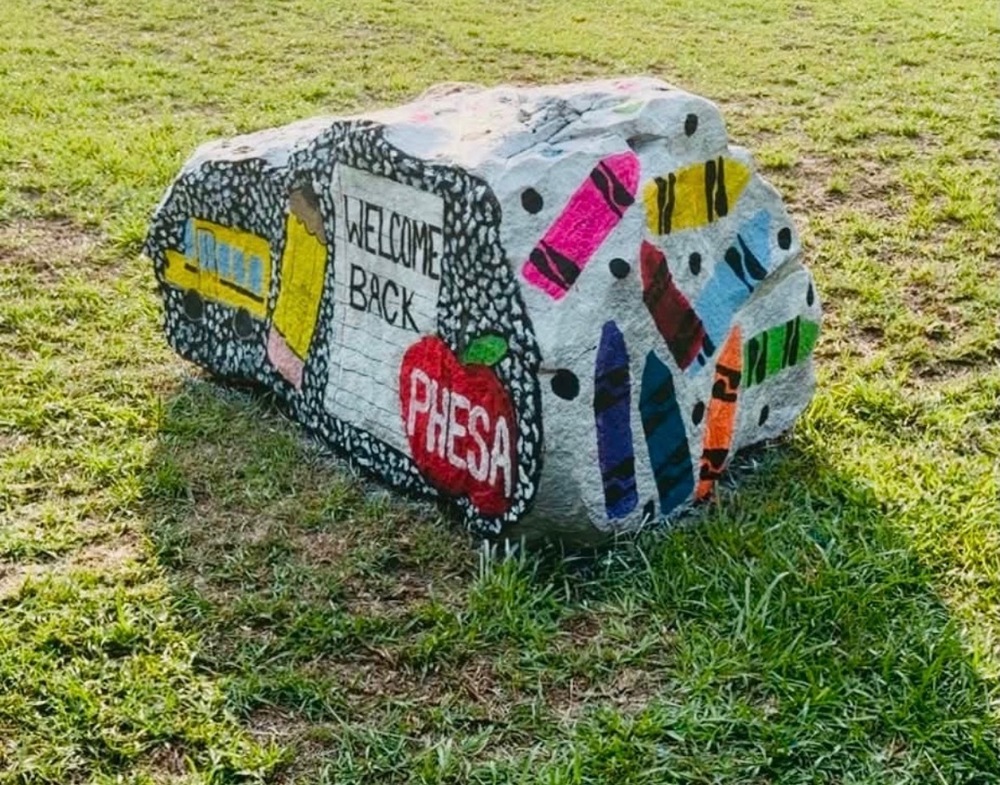 PHESA PTO's Spirit Rock painted to welcome back our cubs.
