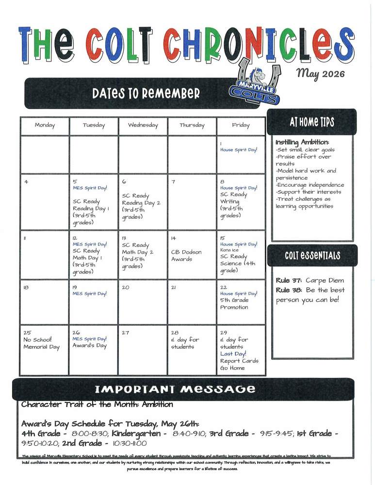 Revised May 2026 Calendar