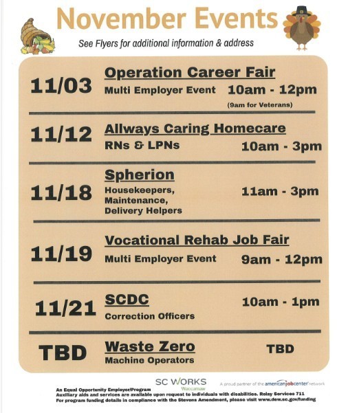 November Events at SC Works