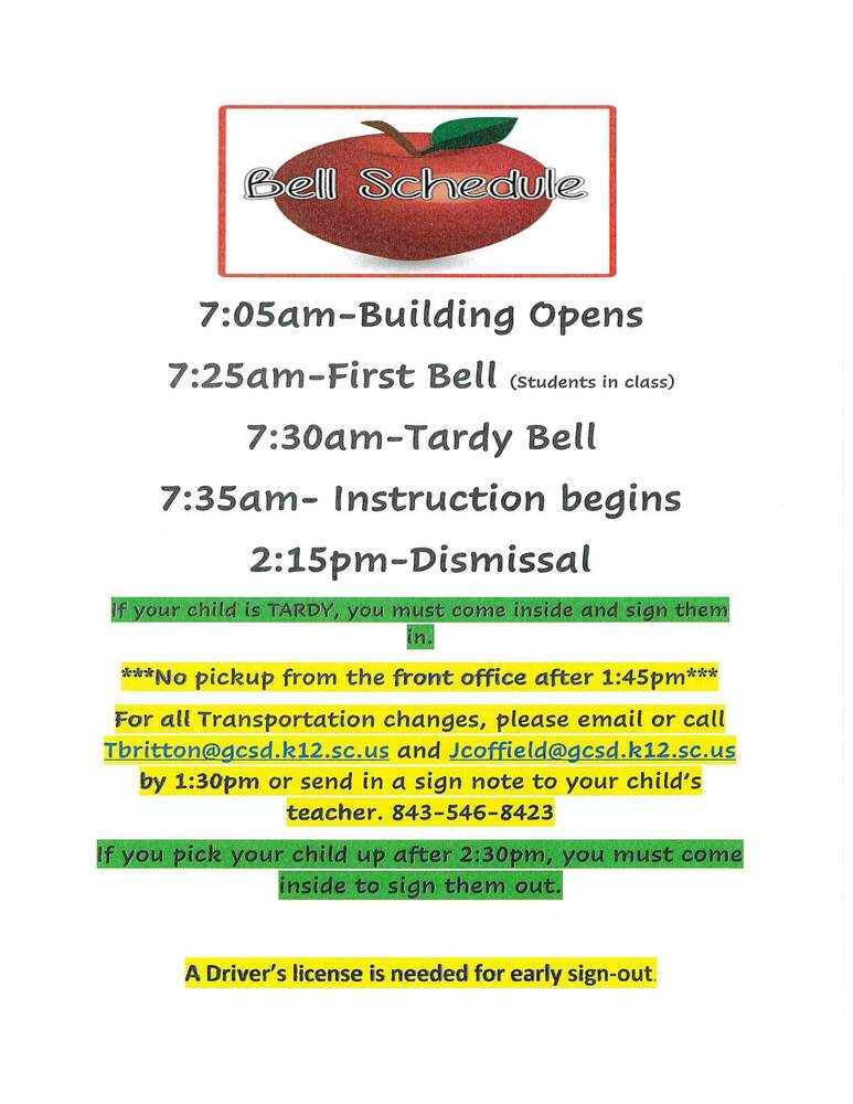 Updated bell schedule