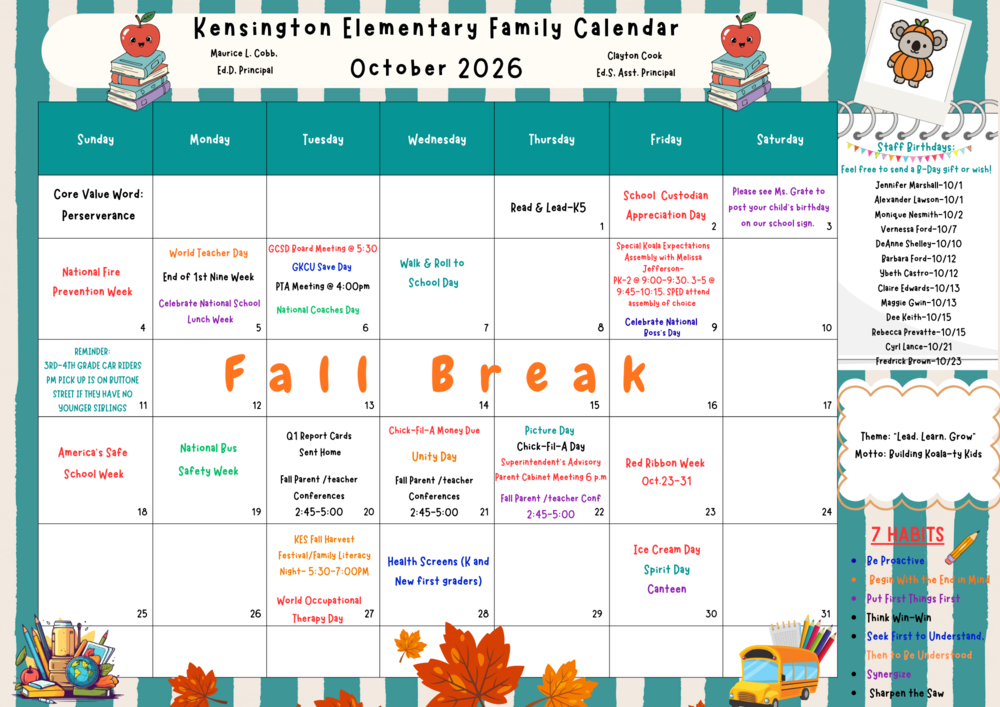 October Calendar