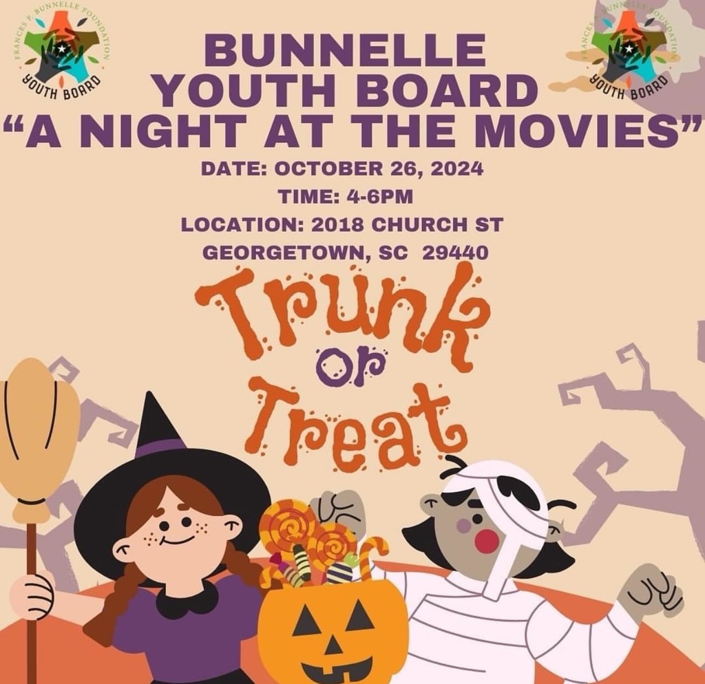The Bunnelle Youth Board is hosting "A Night at the Movies" Trunk or Treat event tomorrow October 26, 2024 from 4-6 p.m. in the parking lot of the JB Beck Administration and Education Center. Costumes are encouraged but not required.