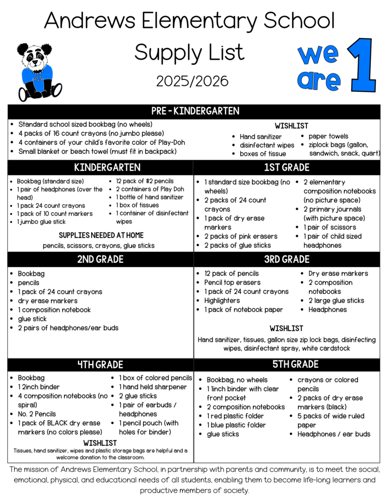 School Supply List