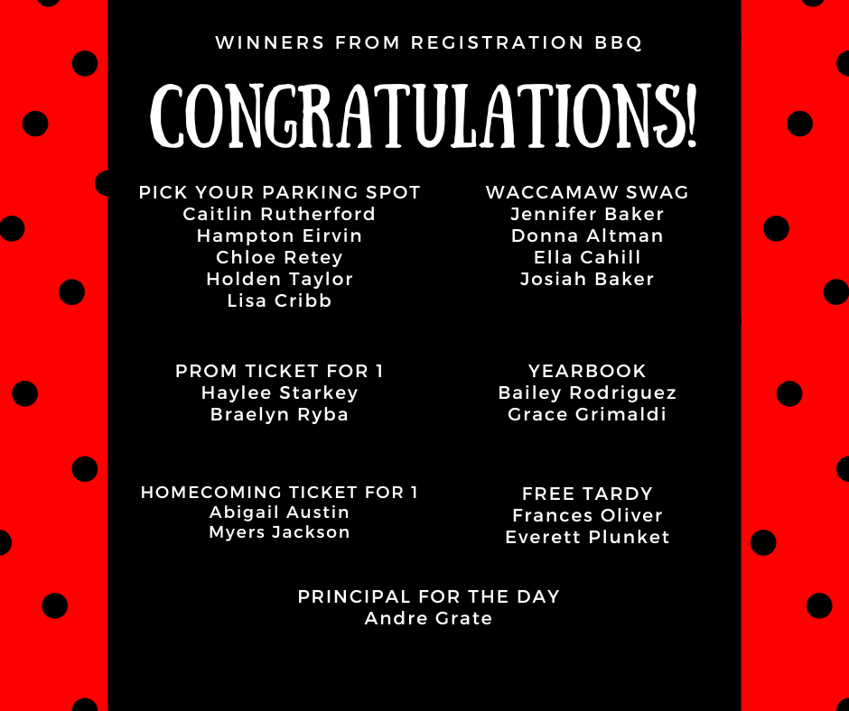 Raffle winners from BBQ