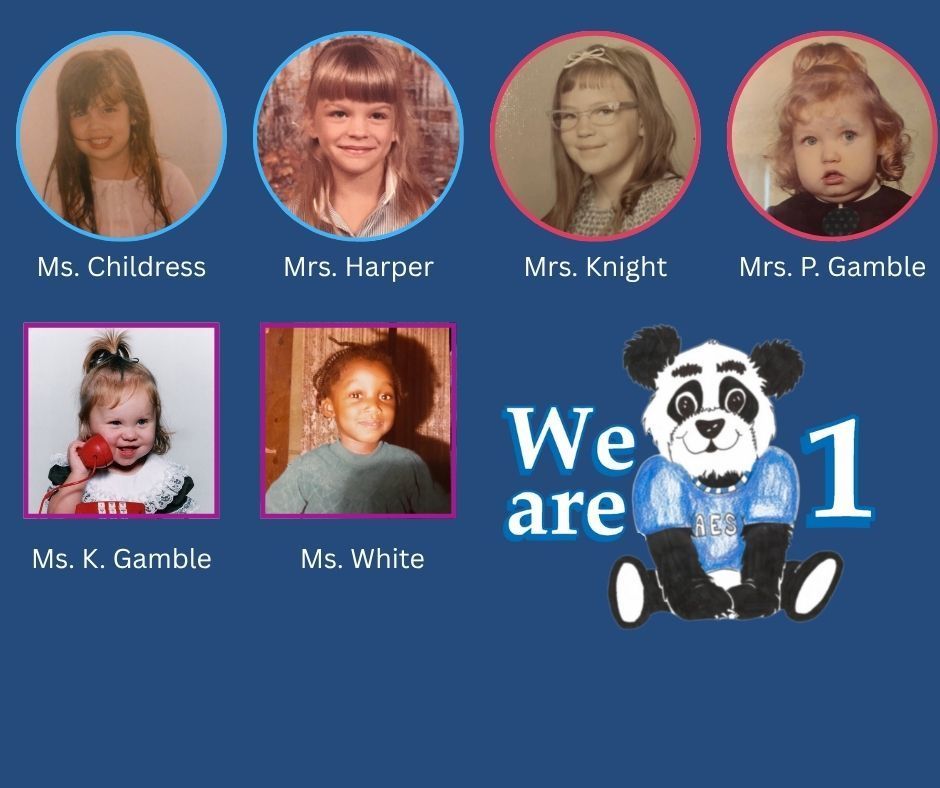 Guess Who Reveal - six pictures of little girls and a clipart of we are 1 with a Panda