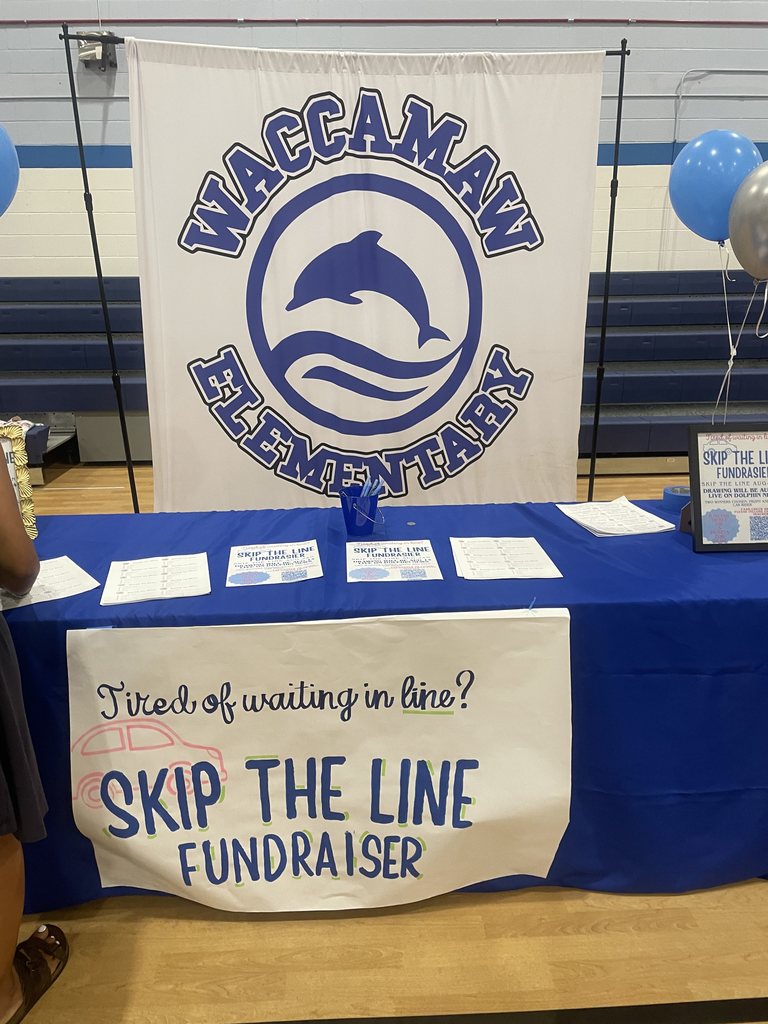 WES PTO booth promoting Skip The Line Fundraiser