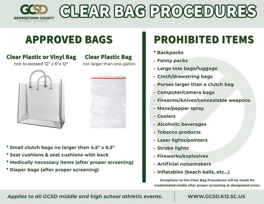 Clear Bag Procedures for all athletic events