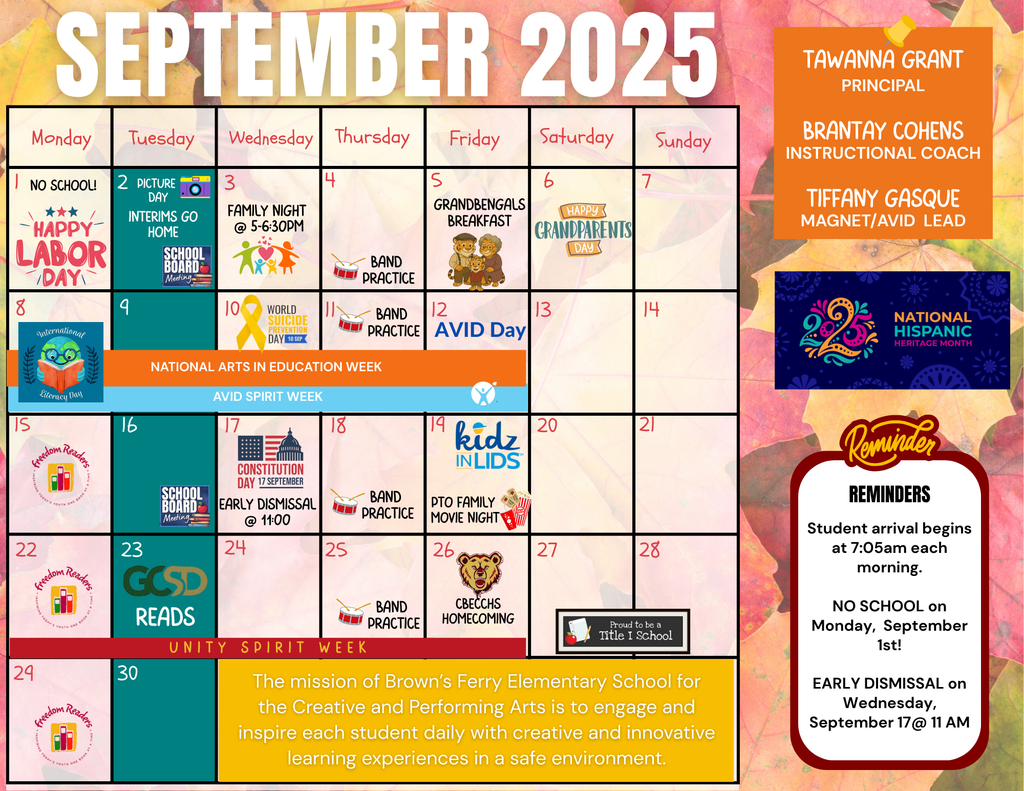September Student Calendar