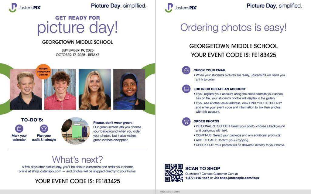 📸✨ GET READY GMS BULLDOGS! ✨📸 It's almost time to SLAY for Picture Day! 😎💁🏽‍♀️💇🏽‍♂️ 🗓️ September 19, 2025 📸 Retakes: October 17, 2025  🚫 No green outfits, please... It’s the background color! 💚🚫  So mark those dates 🗓️, get your hair just right 💇🏽‍♀️, and pull out that fresh fit 👟👔 It’s your time to SHINE! 🌟📷🐾