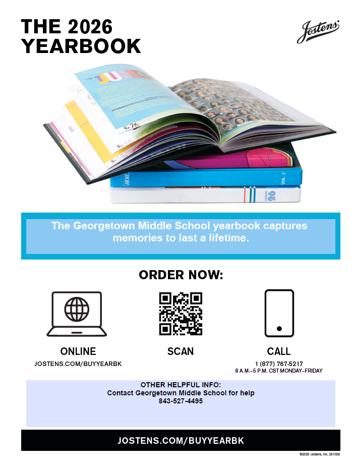 📸✨ It’s that time GMS! 🎉 Yearbooks for the 2025 2026 school year are now on sale! 🙌  Let’s grab your student’s memories 🎓💙 A keepsake they will treasure for a lifetime and future generations will love to look back on 😉  📝 Instructions are below and you can click the link to purchase today: 👉 https://www.jostens.com/apps/store/productBrowse/1042688/Georgetown-Middle-School/2026-Yearbook/2025081813152227076/CATALOG_SHOP  📚 Don’t miss out. Secure your copy now before they are gone! 🎊